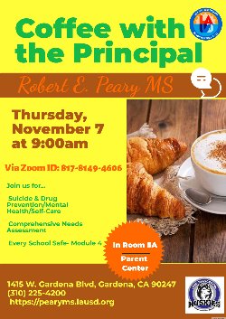 Please join us for Coffee with the Principal.